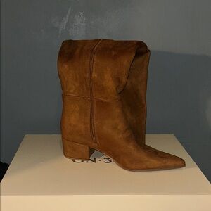 Elegant Brown Suede Heeled Boots
